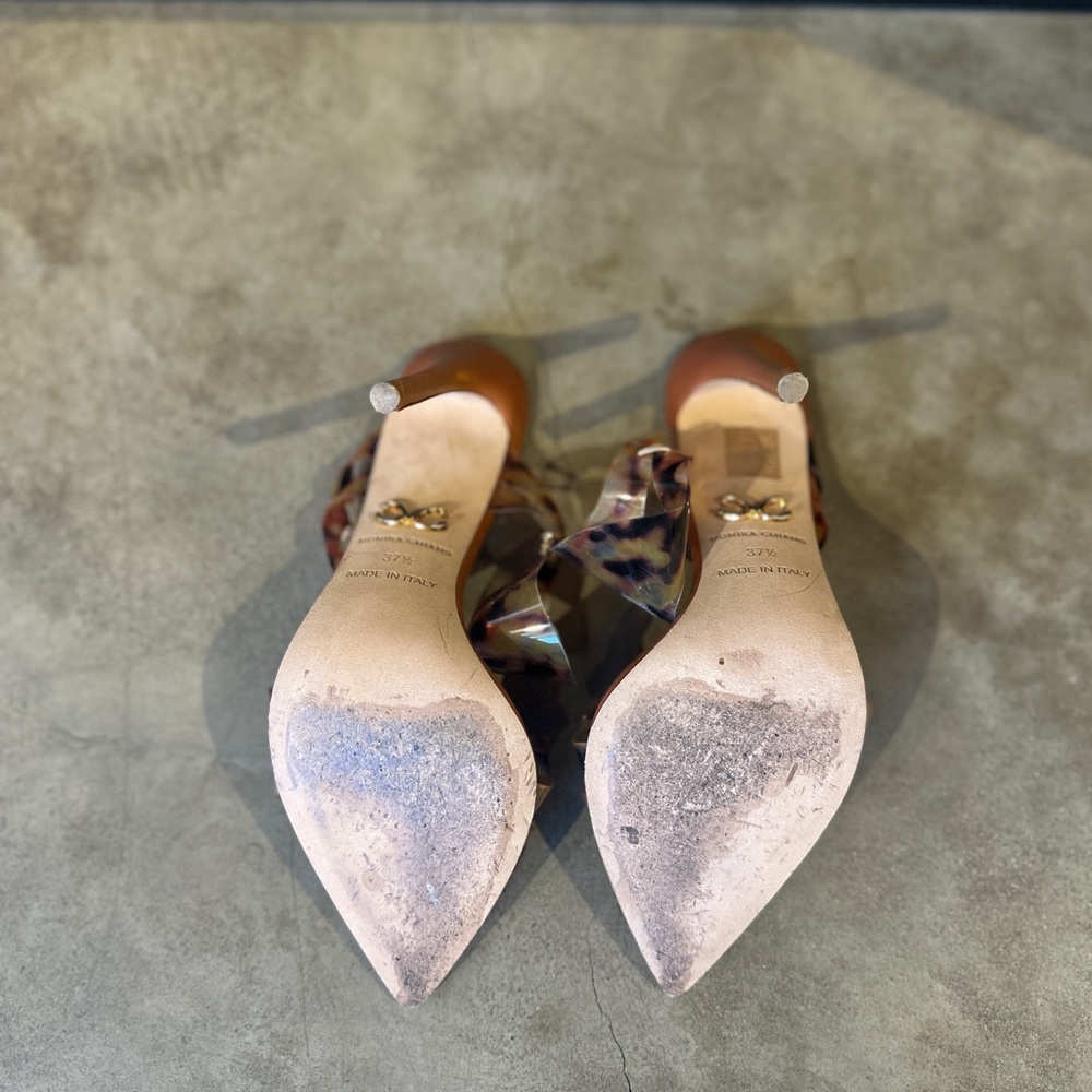 ❤️Monika Chiang Klara Brown Leather & Tortoise PVC Sandals - Picture 10 of 12